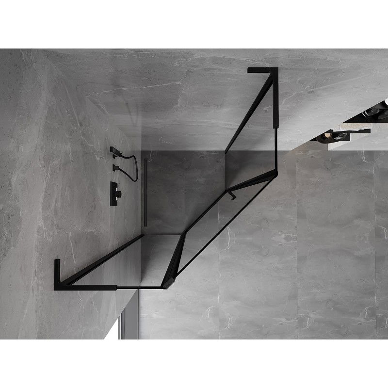 Mexen Mist L pentagonal shower enclosure left hinged 90 x 90 cm, black frame, black - 8A8L-090-090-70-70-L