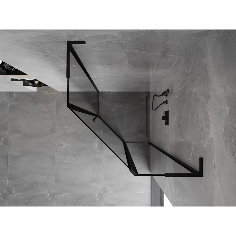 Mexen Mist L pentagonal shower cabin hinged right 90 x 90 cm, black frame, black - 8A8L-090-090-70-70-P