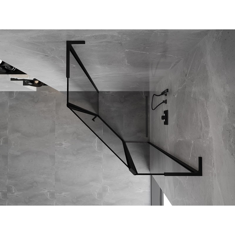 Mexen Mist L petkotna pršna kabina, nihajna vrata desna 90 x 90 cm, črn okvir, črna - 8A8L-090-090-70-70-P