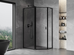Mexen Mist L asimetrična kvadratna tuš kabina leva 100 x 80 cm, črni okvir, črna - 8A8L-100-080-70-70-L