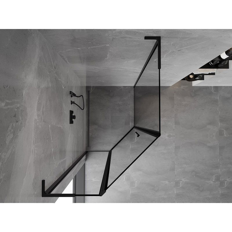 Mexen Mist L asymmetrische vijfhoekige douchecabine links scharnierend 80 x 100 cm, zwart frame, zwart - 8A8L-080-100-70-70-L