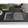 Mexen Bruno fregadero de granito de 1 seno con escurridor y grifo de cocina Rita, gris - 6513-71-670300-70-B