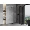 Mexen Mist L asymmetrische vijfhoekige douchecabine, rechts scharnierend, 90 x 100 cm, zwarte rand, zwart - 8A8L-090-100-70-70-P