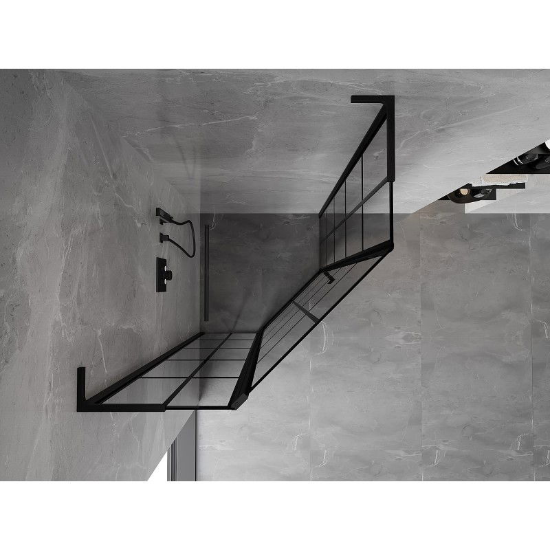 Mexen Mist L vijfhoekige douchecabine scharnierend links 80 x 80 cm, zwart raster, zwart - 8A8L-080-080-70-77-L