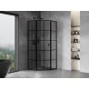 Mexen Mist L cabine de douche pentagonale pivotante gauche 90 x 90 cm, grille noire, noir - 8A8L-090-090-70-77-L