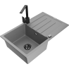 Mexen Bruno fregadero de granito de 1 cubeta con escurridor y grifo de cocina Rita, gris - 6513-71-670300-70-B