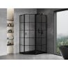 Mexen Mist L cabine de douche pentagonale asymétrique à charnière droite 90 x 80 cm, grille noire, noir - 8A8L-090-080-70-77-P