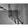 Mexen Mist L cabina de duche pentagonal assimétrica de abrir à direita 80 x 100 cm, grade preta, preto - 8A8L-080-100-70-77-P
