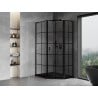 Mexen Mist L cabina doccia pentagonale asimmetrica con anta destra 80 x 100 cm, griglia nera, nero - 8A8L-080-100-70-77-P