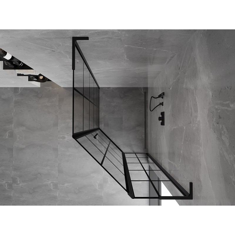 Mexen Mist L cabine de duche pentagonal assimétrica de abrir à direita 90 x 100 cm, grade preta, preta - 8A8L-090-100-70-77-P