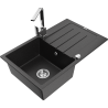 Mexen Bruno 1-skåls diskbänk i granit med avrinningsyta och köksblandare Rita, svart/silver metallik - 6513-73-670300-00