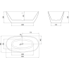 Mexen Eris vabaltiseisev vann 155 x 80 cm, valge/must, must ülevool - 53441558075-70