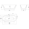 Mexen Eris vabaltseisev vann 155 x 80 cm, valge/must, valge ülevool - 53441558075-20