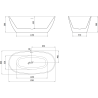 Mexen Eris vabalt seisev vann 170 x 80 cm, valge, ülevool kuldne harjatud - 53441708000-55