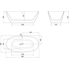 Mexen Eris 180 x 80 cm vabas seisev vann, valge/must, kuldne ülevool - 53441808075-50