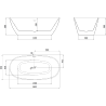 Mexen Eris vabalt seisev vann 180 x 95 cm, valge, harjatud nikkel ülevool - 53441809500-97