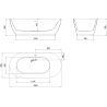 Mexen Roxy eraldiseisev vann 180 x 85 cm, valge/must, must ülevool - 51201808575-70