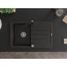 Mexen Bruno granite kitchen sink 1-chamber with drainer and Rita kitchen tap, black/silver metallic - 6513-73-670300-70