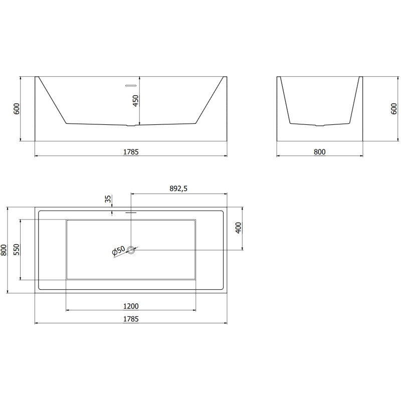 Mexen Vigo vaba seisev vann 178,5 x 80 cm, valge, valge ülevool - 51251788000-20