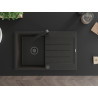 Mexen Bruno fregadero de granito de 1 cubeta con escurridor y grifo de cocina Rita, negro/dorado metálico - 6513-75-670300-70-B