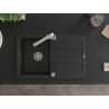 Mexen Bruno fregadero de granito de 1 cubeta con escurridor y grifo de cocina Rita, negro - 6513-77-670300-00