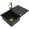Mexen Bruno fregadero de granito de 1 seno con escurridor y grifo de cocina Rita, negro - 6513-77-670300-50