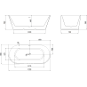 Mexen Oris wanna wolnostojąca przyścienna ryflowana 170 x 80 cm, biała/czarna, przelew chrom - 52871708075-01