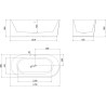 Mexen Silo freistehende Eckbadewanne links gerippt 170 x 80 cm, weiß/grau, Überlauf gebürstetes Gold - 52891708062L-55
