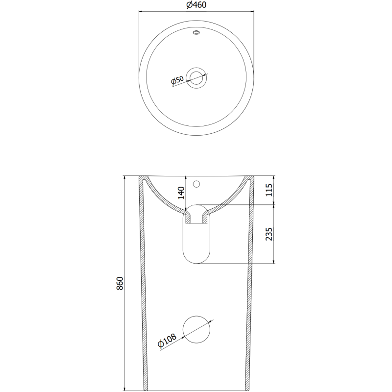 Mexen Nerda lavabo autoportant 46 x 46 cm, blanc - 26084600