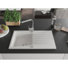 Mexen Cesar fregadero de granito de 1 cubeta con escurridor y grifo de cocina Rita, blanco - 6514-20-670300-00