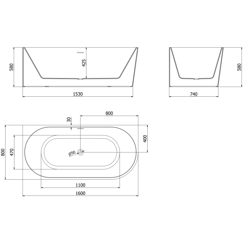 Mexen Mia freestanding corner bathtub left 160 x 80 cm, white, brushed copper overflow - 52691608000L-65