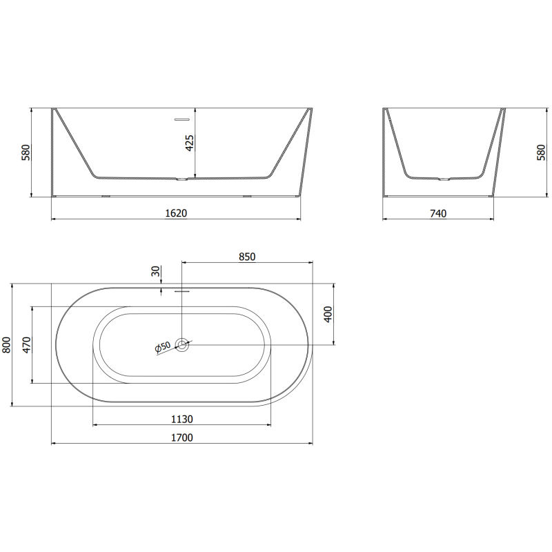Mexen Mia vasca da bagno indipendente angolare sinistra 170 x 80 cm, bianca, troppo pieno oro rosa - 52691708000L-60