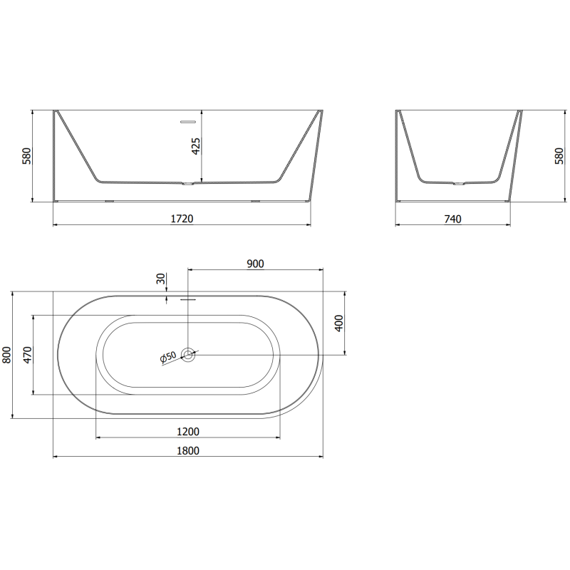 Mexen Mia baignoire autoportante d'angle gauche 180 x 80 cm, blanche, trop-plein chromé - 52691808000L-01