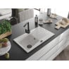 Mexen Cesar granite sink, 1-bowl with drainer and Rita kitchen tap, white - 6514-20-670300-70