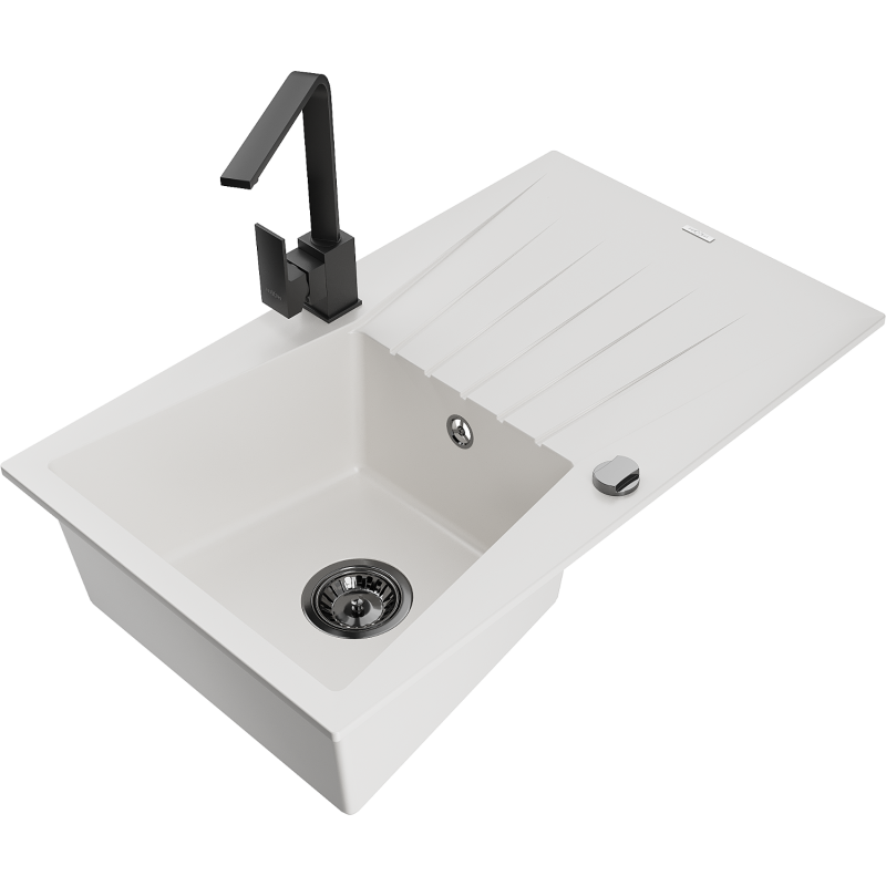 Mexen Cesar granitent Kichdëppen mat 1-Sektioun a Trocknenflächen a Rita Krunn, wäiss - 6514-20-670300-70