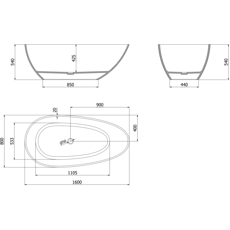 Mexen Glass black vasca da bagno freestanding trasparente 160 x 80 cm, tappo cromato - 58061608013