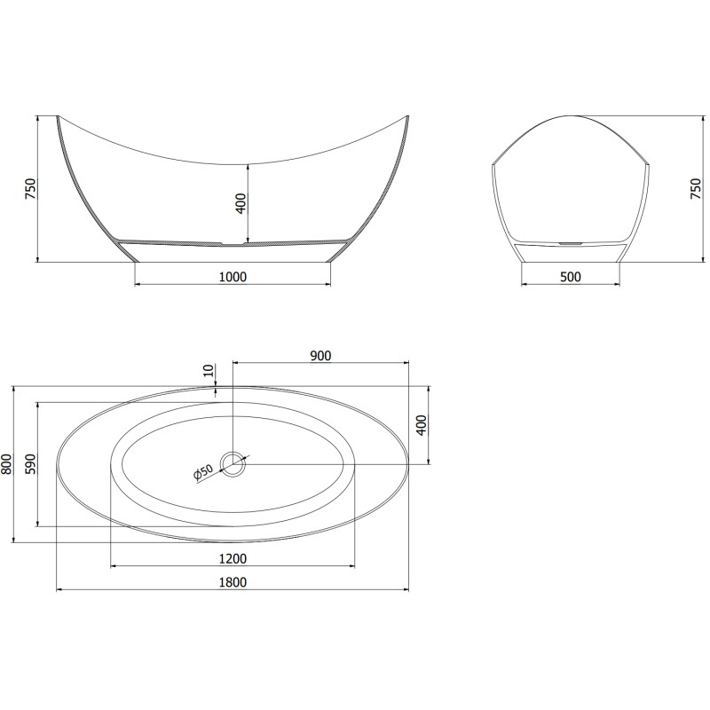 Mexen Vea forest vrijstaande transparante badkuip 180 x 80 cm, forest, chroom stop - 58091808002