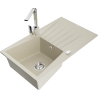 Mexen Cesar fregadero de granito de 1 seno con escurridor y grifo de cocina Rita, beige - 6514-69-670300-00