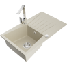 Mexen Cesar granite sink 1-bowl with drainer and Rita kitchen tap, beige - 6514-69-670300-00