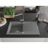 Mexen Cesar single-bowl granite sink with drainer and Rita kitchen tap, grey - 6514-71-670300-00