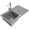Mexen Cesar graniittinen 1-altaan keittiöallas valutustasolla ja keittiöhanalla Rita, harmaa - 6514-71-670300-00