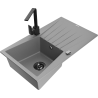 Mexen Cesar fregadero de granito de 1 seno con escurridor y grifo de cocina Rita, gris - 6514-71-670300-70-B
