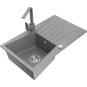 Mexen Cesar single-bowl granite sink with drainer and Rita kitchen tap, grey - 6514-71-670300-71