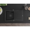Mexen Cesar 1-bowl granite sink with drainer and Rita kitchen tap, black/silver metallic - 6514-73-670300-70-B