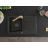 Mexen Cesar granitstenen gootsteen 1-kompartment met afdruiprek en keukenkraan Rita, zwart/goud metallic - 6514-75-670300-50-B