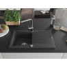 Mexen Cesar fregadero de granito de 1 cubeta con escurridor y grifo de cocina Rita, negro moteado - 6514-76-670300-00