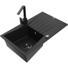 Mexen Cesar fregadero de granito de 1 seno con escurridor y grifo de cocina Rita, negro - 6514-77-670300-70-B