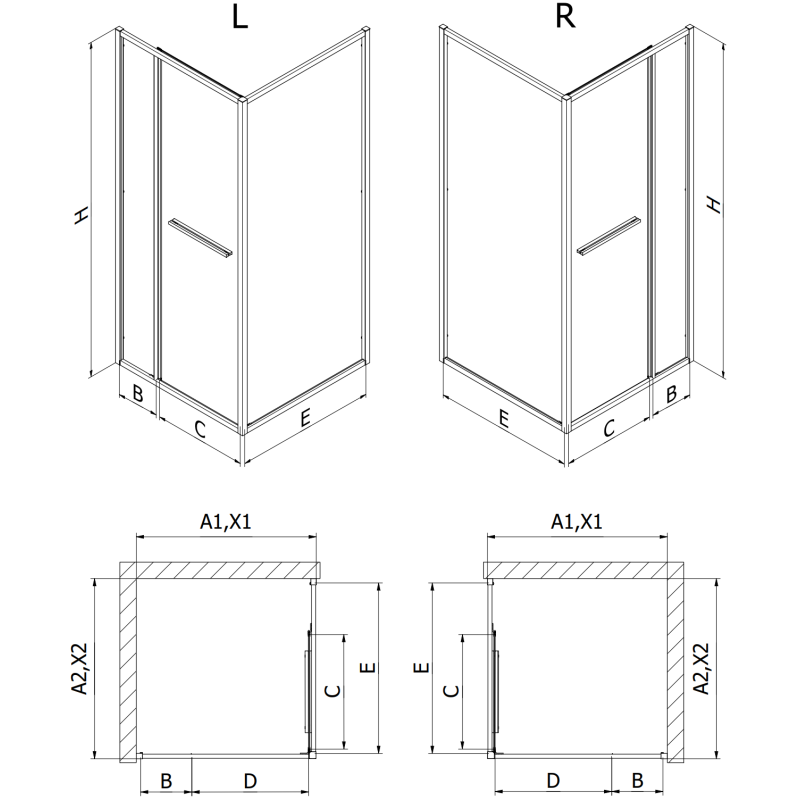 Mexen Linea 90 x 80 cm bīdāmā dušas kabīne, caurspīdīga, hromēta - 8E1-090-080-01-01