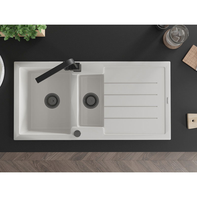 Mexen Andres Granitspullt 1,5-Kummer mat Drainage an Kichenkrunn Rita, wäiss - 6515-20-670300-70