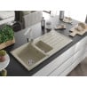Mexen Andres Granitspüle 1,5-beckig mit Abtropffläche und Küchenarmatur Rita, beige - 6515-69-670300-00